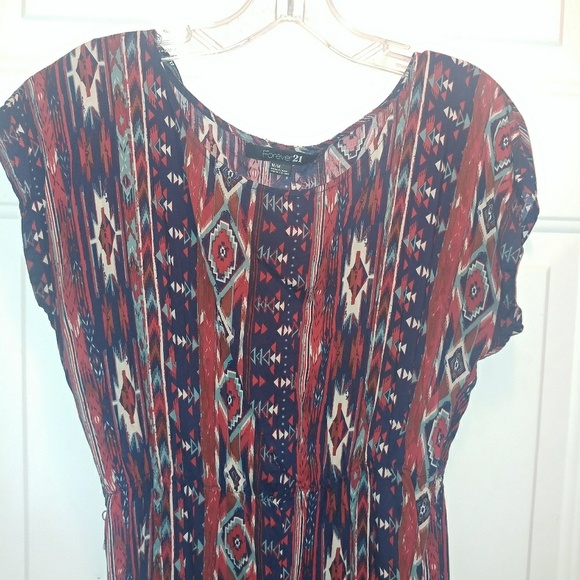 F21 | aztec boho slip on summer dress M - Picture 2 of 4